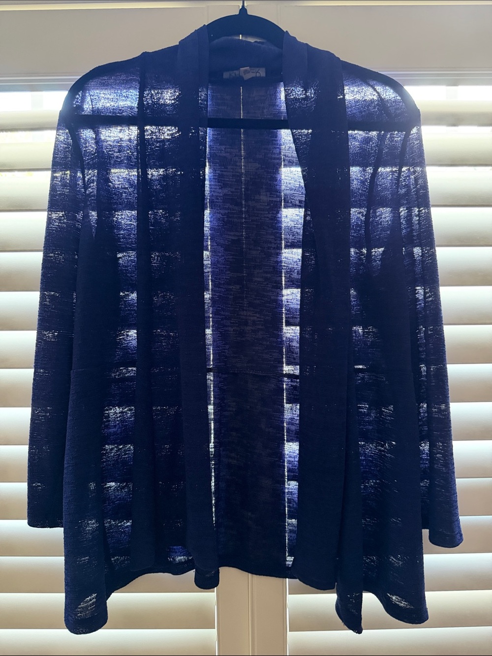 Kasper Purple Sheer Open-Front Cardigan